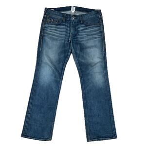 True Religion Ricky Straight Leg Jeans USA Made Mens 38Tag Sz 40x34 Flap Pockets